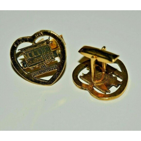 Vintage I Left My Heart in San Francisco CA Trolley Car Men's Cuff Links Rare - Picture 3 of 4